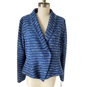 Pendleton Blue & White Shawl Collar Boucle-like Blazer
